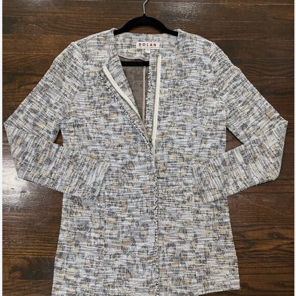 Anthropologie Dolan Abstract Leopard Print Longline Tweed Blazer Light Jacket S - Picture 2 of 3